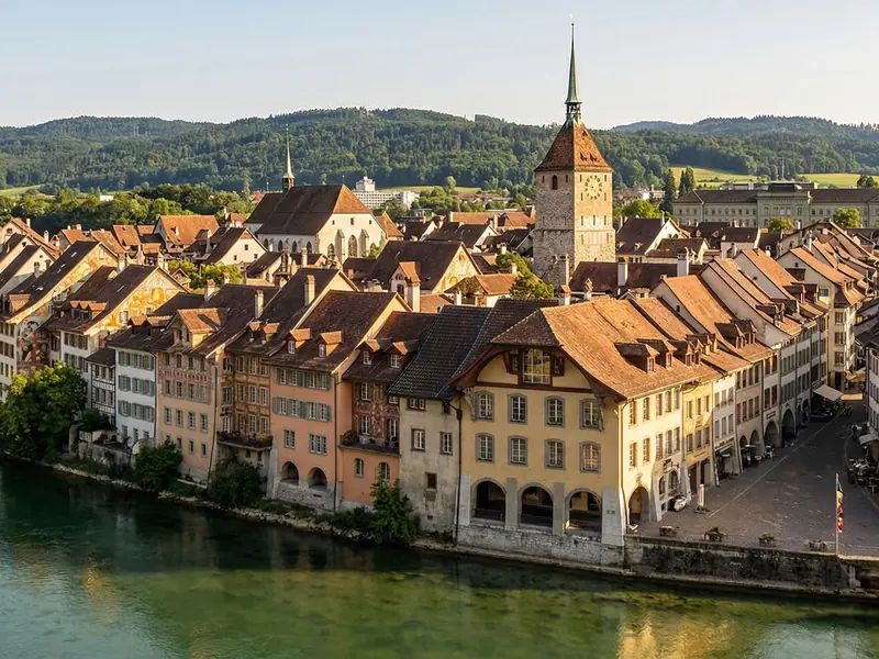 Blick auf die Altstadt von Aarau an der Aare